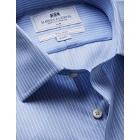 & Slim Fit Blue & Bi Stripe Non Iron Shirt 15.5" collar 34" sleeve