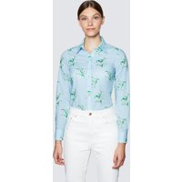 & Light Blue & White Floral Print Semi Fitted Shirt
