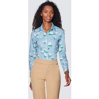 & Light Blue Semi Fitted Cotton Stretch Shirt