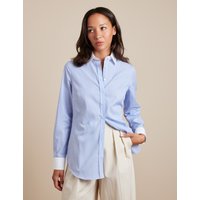 & Semi Fitted Blue & Stripe Shirt Contrast Detail