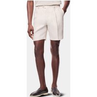 & Pleated Linen Shorts 40"