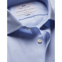 & Slim Fit Blue & Textured Weave Non Iron Shirt 17.5" collar 36" sleeve