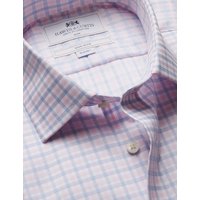 & Slim Fit & Pink Check Non Iron Shirt 16.5" collar 37" sleeve
