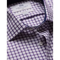 & Slim Fit Purple & Grid Check Non Iron Shirt Contrast Detail 15.5" collar 34" sleeve