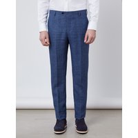 & Check Linen Slim Fit Italian Suit Trousers 32"
