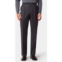 Hawes & Curtis Regular Fit Charcoal Twill Pleated Pants | Wool | Plain | Men's