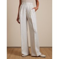 & Pleated Wide Leg Linen Trousers Reg