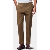 Hawes & Curtis Regular Fit Dark Khaki Moleskin Pants | Cotton | Plain | Men's