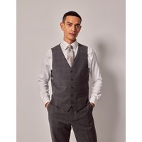 & Dark Grey Check Tailored Italian Waistcoat 1913 Collection reg