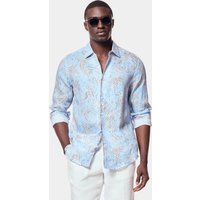 & Slim Fit & Brown Paisley Linen Shirt Long