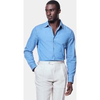 & Slim Fit Light Blue Denim Shirt Long