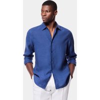 & Slim Fit Marine Linen Shirt