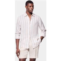 & Slim Fit Natural & Wide Stripe Linen Shirt Long