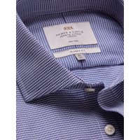 Hawes & Curtis Classic Fit Navy & White Dogtooth Twill Non-Iron Shirt | Navy/White | Plaid | Men's