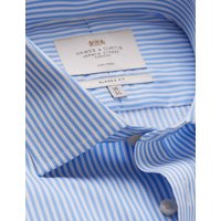 & Classic Fit Blue & Bengal Stripe Twill Non Iron Shirt 20" collar 38" sleeve