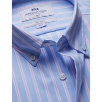 & Classic Fit & Pink Bold Stripe Pin Point Non Iron Oxford Shirt 17" collar 36" sleeve