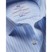 & Classic Fit Blue & Guarded Stripe Non Iron Shirt 16.5" collar 36" sleeve