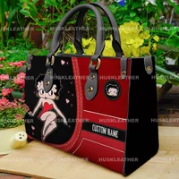 Betty Boop Cartoon Women Leather Handbag, Custom Betty Boop Leather