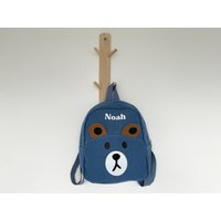 Personalisierter Teddybär Canvas Rucksack – Kindergarten Tasche Reisetasche Kleinkind