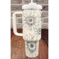 Sunflower Design-40 Oz Tumbler With Handle