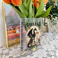 Abraxos Flower Garden Club Books Acrylic Vase For Flowers, Fantasy Readers Book Club Gifts