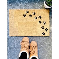 Paw Coir Doormat, Dog Paw Welcome Rug, Dog Track, Home Sweet Home