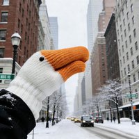 Winter Goose Gloves – Handmade 3D Mittens, Funny Animal Knit Gloves, Warm Crochet Silly Gift, Gift For Friend