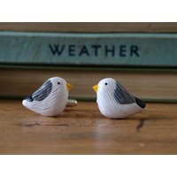 Durch Den Schuppen Möwe Kittiwake Vogel Manschettenknöpfe – Versilbert Meer Kleingarten Garten Beobachten Einzigartiges Geschenk Feldvögel