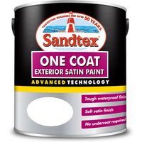 Sandtex One Coat Exterior Satin Paint, Brilliant White, Exterior Satin One Coat Paint