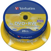 DVD+RW Verbatim 4,7GB 25pcs Pack 4x Spindel silver retail