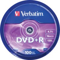 DVD+R Verbatim 4,7GB 100pcs Pack 16x Spindel azo silber retail