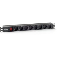 Equip 19" Steckdosenleiste 8xSchuko+Switch->St.90° sw. Pla.