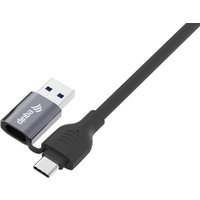 Equip Adapter GigaBit USB-C+A->RJ45 St/St 1.00m schwarz