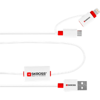 Skross Buzz 2in1 Charge'n Sync Alarm USB-A 2.0 to Lightning & USB Micro - 1 m