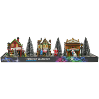 Festive Lit Christmas Village Set - 17 pcs