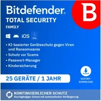 2GO Software Aktion 17% Rabatt auf Bitdefender Total Security Family 2026 für 25 Geräte 1 Jahr