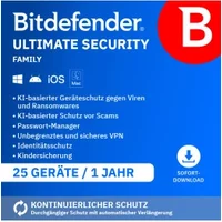 2GO Software 20% Rabatt auf Bitdefender Ultimate Security Family 2026 für 25 Geräte