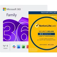 Pacchetto di sconti: Microsoft 365 Family + Norton Security Deluxe | 6 dispositivi | 1 anno