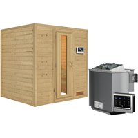 KARIBU Sauna »Anja«, inkl. 9 kW Bio-Kombi-Saunaofen mit externer Steuerung, für 3 Personen – beige KARIBU Sauna »Anja«, inkl. 9 kW Bio-Kombi-Saunaofen mit externer Steuerung, für 3 Personen – beige