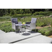 CASAYA Bistro-Set »Wada«, 2 Sitzplätze, Polyrattan/Stahl/Polyester, inkl. Auflagen – grau CASAYA Bistro-Set »Wada«, 2 Sitzplätze, Polyrattan/Stahl/Polyester, inkl. Auflagen – grau
