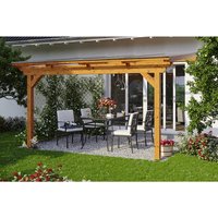 SKANHOLZ Terrassenüberdachung »Ancona«, Breite: 434 cm, Dach: Polycarbonat (PC), eiche hell – braun SKANHOLZ Terrassenüberdachung »Ancona«, Breite: 434 cm, Dach: Polycarbonat (PC), eiche hell – braun
