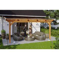 SKANHOLZ Terrassenüberdachung »Ancona«, Breite: 541 cm, Dach: Polycarbonat (PC), eiche hell – braun SKANHOLZ Terrassenüberdachung »Ancona«, Breite: 541 cm, Dach: Polycarbonat (PC), eiche hell – braun