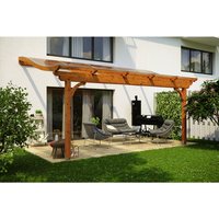 SKANHOLZ Terrassenüberdachung »Verona«, Breite: 541 cm, Dach: Polycarbonat (PC), eiche hell – braun SKANHOLZ Terrassenüberdachung »Verona«, Breite: 541 cm, Dach: Polycarbonat (PC), eiche hell – braun