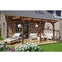 SKANHOLZ Terrassenüberdachung »Rimini«, Breite: 434 cm, Dach: Polycarbonat (PC), nussbaum – braun SKANHOLZ Terrassenüberdachung »Rimini«, Breite: 434 cm, Dach: Polycarbonat (PC), nussbaum – braun