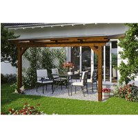SKANHOLZ Terrassenüberdachung »Ancona«, Breite: 434 cm, Dach: Polycarbonat (PC), nussbaum – braun SKANHOLZ Terrassenüberdachung »Ancona«, Breite: 434 cm, Dach: Polycarbonat (PC), nussbaum – braun