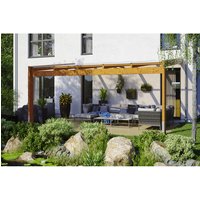 SKANHOLZ Terrassenüberdachung »Novara«, Breite: 557 cm, Dach: Polycarbonat (PC), eiche hell – braun SKANHOLZ Terrassenüberdachung »Novara«, Breite: 557 cm, Dach: Polycarbonat (PC), eiche hell – braun