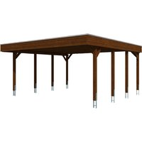 SKANHOLZ Carport »Friesland«, BxT: 557 x 555 cm, Firsthöhe: 254 cm, farbbehandelt – braun SKANHOLZ Carport »Friesland«, BxT: 557 x 555 cm, Firsthöhe: 254 cm, farbbehandelt – braun