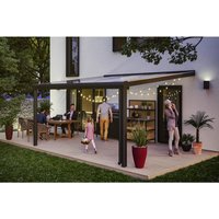 SKANHOLZ Terrassenüberdachung »Genua«, Breite: 434 cm, Dach: Polycarbonat (PC), schiefergrau SKANHOLZ Terrassenüberdachung »Genua«, Breite: 434 cm, Dach: Polycarbonat (PC), schiefergrau