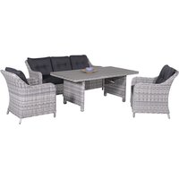 GARDEN IMPRESSIONS Loungeset »Milwaukee«, 5 Sitzplätze, Aluminium/Kunststoff, inkl. Auflagen – grau GARDEN IMPRESSIONS Loungeset »Milwaukee«, 5 Sitzplätze, Aluminium/Kunststoff, inkl. Auflagen – grau