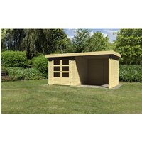 KARIBU Gartenhaus, BxT: 467 x 238 cm (Aufstellmaße), Flachdach - beige Rabatt: 16 %  - 11.11 qm KARIBU Gartenhaus, BxT: 467 x 238 cm (Aufstellmaße), Flachdach - beige Rabatt: 16 %  - 11.11 qm